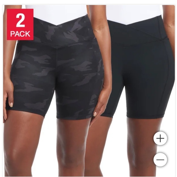 New Danskin Women's Cross Waist Bike black camo Short, 2-pack M L XL XXL S - Picture 1 of 10
